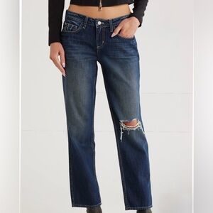 NWT L’AGENCE Nevia Low Rise Slouchy Straight Leg Distressed Blue Jeans 31